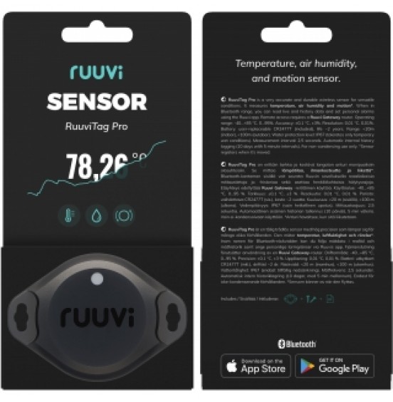 RuuviTag Pro Sensor (3in1, temperature, humidity and motion)